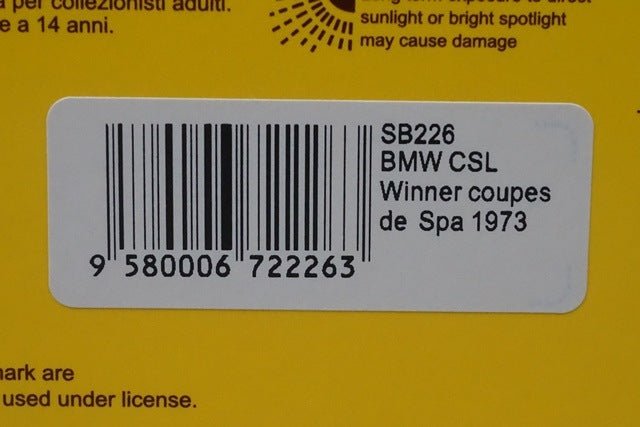 1:43 SPARK SB226 BMW CSL coupes de SPA Winner N.Lauda 1973 #28