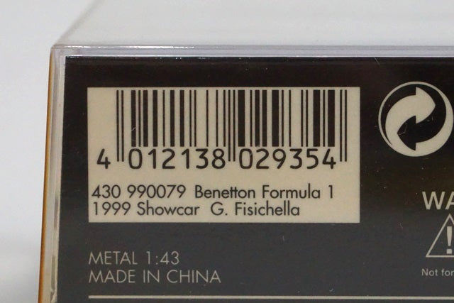 1:43 MINICHAMPS 430990079 Benetton Formula 1 Showcar 1999 #9 G.Fisichella