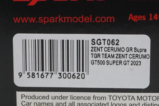 1:43 SPARK SGT062 Toyota ZENT CERUMO GR Supra GT500 Super GT 2023 #38
