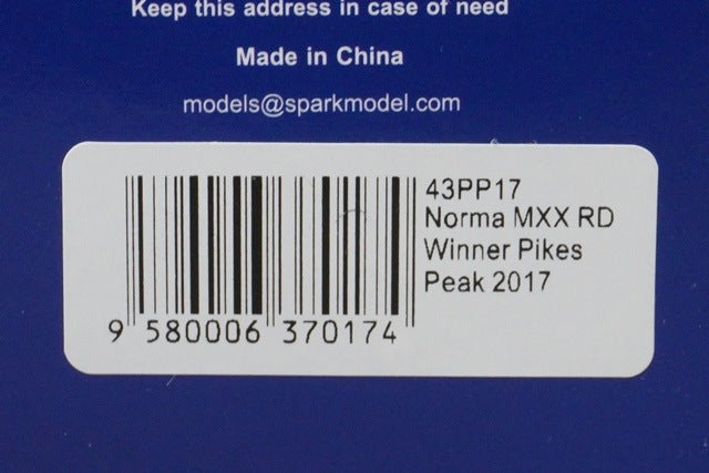 1:43 Spark 43PP17 Norma MXX RD Pikes Peak 2017 #30 model car
