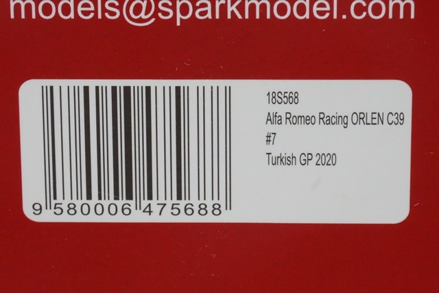 1:18 Spark 18S568 Alfa Romeo Racing ORLEN C39 Turkish GP 2020 #7 K. Raikkonen mdoel car