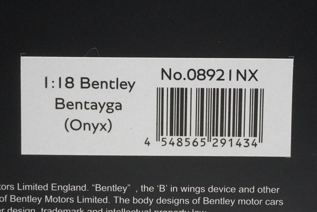 KS08376E KYOSHO 1:18 08921NX Bentley Bentayga Onyx