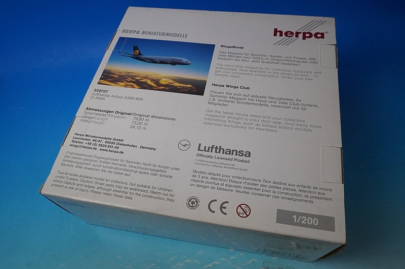 1:200 A380-800 Lufthansa Frankfurt am Main D-AIMA 550727 Herpa airplane model
