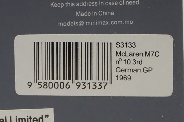 1:43 SPARK S3133 McLaren M7C German GP 1969 #10 B.McLaren