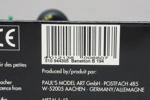 1:43 MINICHAMPS 510944305 Benetton Ford B194 #5 M. Schumacher MSC No.11 model car