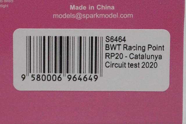 1:43 SPARK S6464 BWT Racing Point RP20 Catalonia Circuit Test 2020 #11