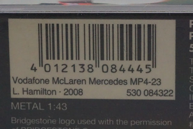 1:43 MINICHAMPS 530084322 Vodafone McLaren Mercedes MP4-23 2008 #22 L. Hamilton model car