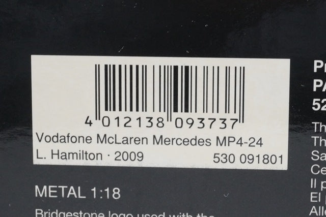 1:18 MINICHAMPS 530091801 Vodafone McLaren Mercedes MP4-24 2009 #1 L. Hamilton model car