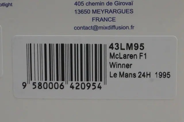 1:43 Spark 43LM95 McLaren F1 Le Mans Winner 1995 #59 model car