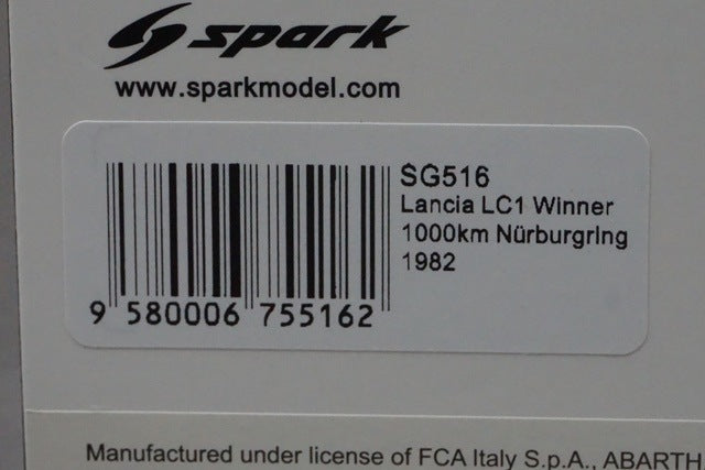 1:43 SPARK SG516 Lancia LC1 1000km Nurburgring Winner 1982 #50 MARTINI