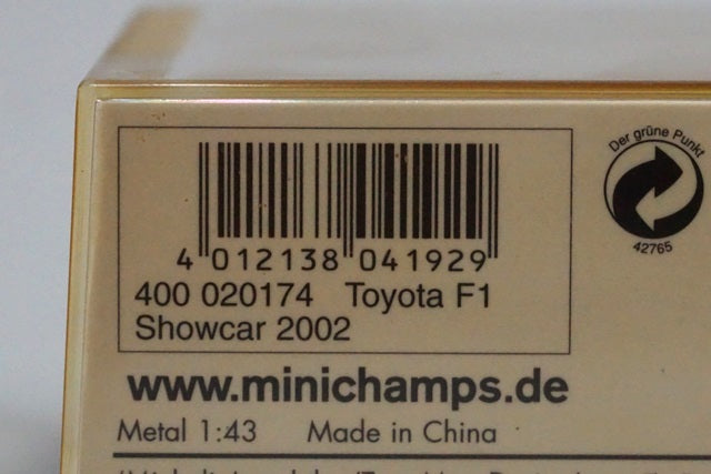 1:43 MINICHAMPS 400020174 Toyota F1 Showcar 2002