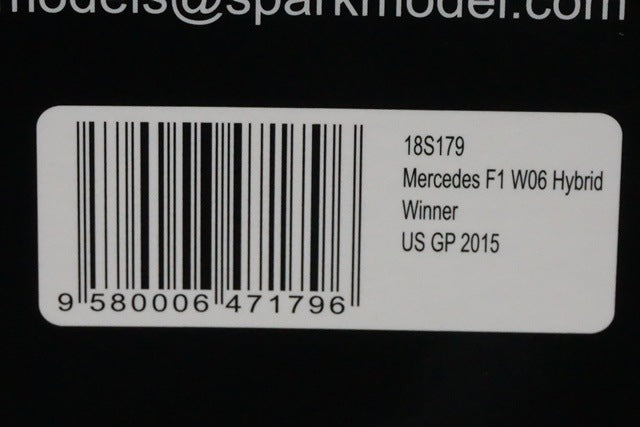 1:18 SPARK 18S179 Mercedes F1 W06 Hybrid winner American GP 2015 #44 World Champion L.Hamilton