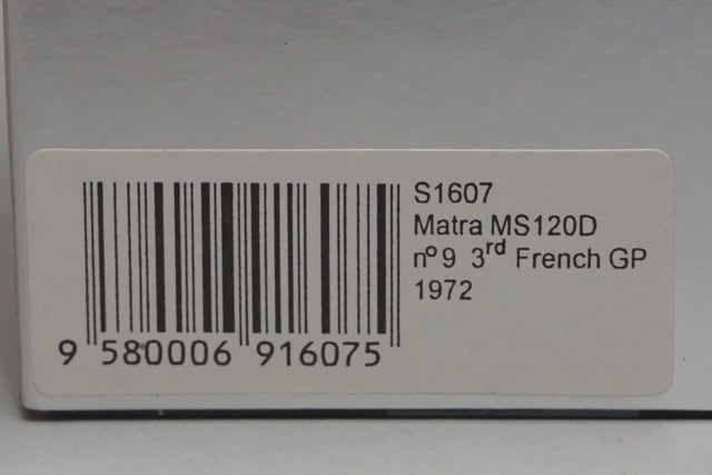 1:43 SPARK S1607 Matra MS 120D French GP 3rd place 1972 #9 C.Amon