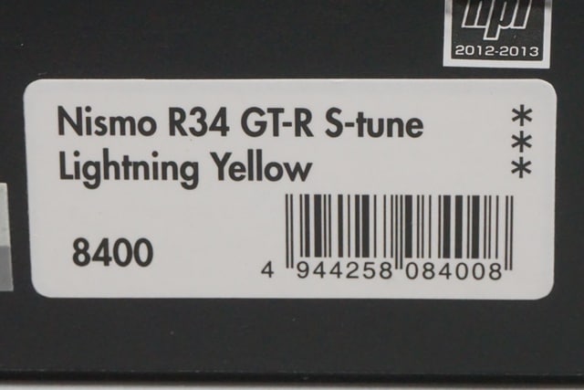 1:43 HPI 8400 Mirage Nissan NISMO R34 GT-R S-tune Lightning Yellow model car