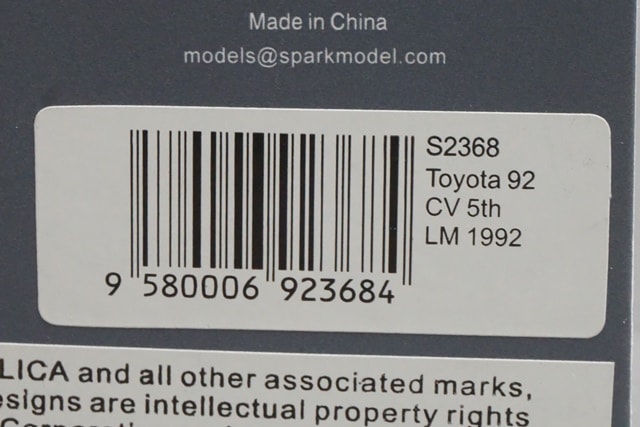 1:43 Spark S2368 Toyota 92C-V Le Mans 5th 1992 #35 model car