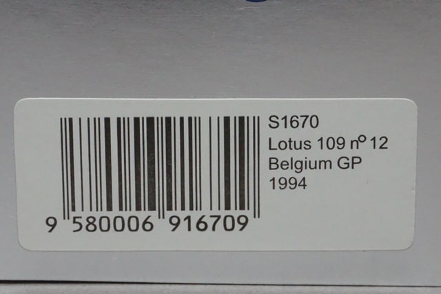 1:43 SPARK S1670 Lotus 109 Belgian GP 1994 #12 J.Herbert