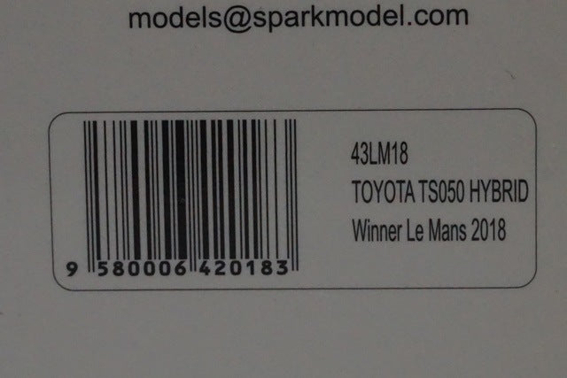 1:43 SPARK 43LM18 Toyota TS050 Hybrid TOYOTA GAZOO Racing Le Mans Winner 2018 #8