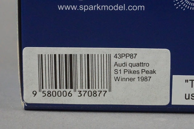 1:43 Spark 43PP87 Audi Quattro S1 Pikes Peak winner 1987 #1 model car