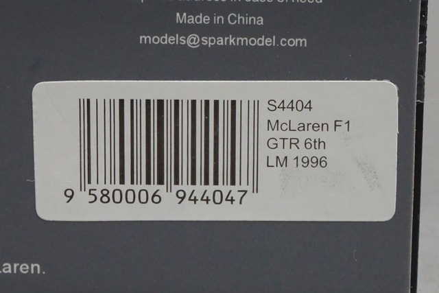 1:43 Spark S4404 McLaren F1 GTR Le Mans 6th Place 1996 #29 model car