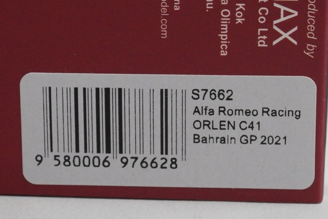 1:43 SPARK S7662 Alfa Romeo Racing ORLEN C41 Bahrain GP K.Raikkonen 2021 #7 model car