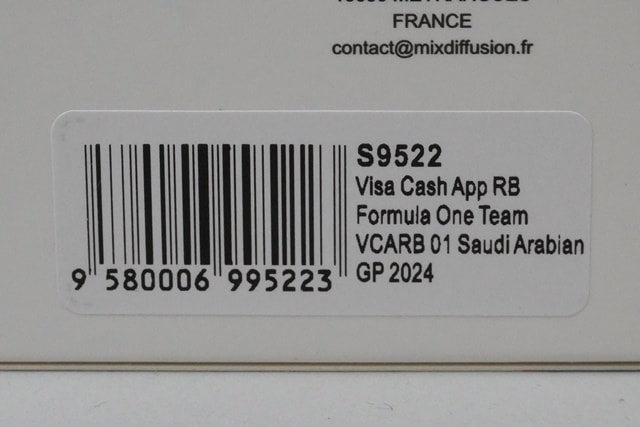 1:43 Spark S9522 VISA CASH APP RB VCARB 01 Saudi Arabian Grand Prix 2024 #22 model car