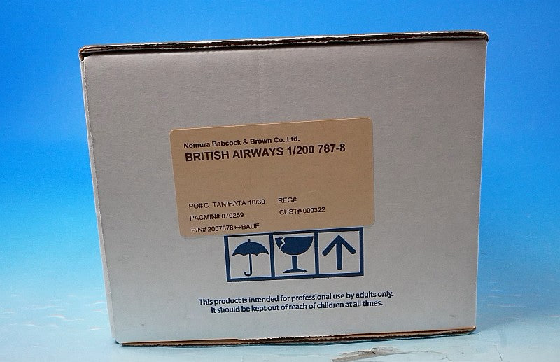 1:200 B787-8 British No cash register number PACMIN airplane model