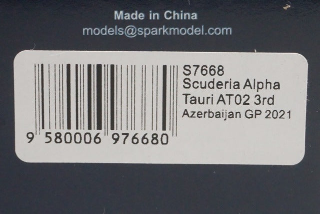 1:43 SPARK S7668 Scuderia Alpha Tauri Azerbaijan GP 2021 #10 P.Gasly model car