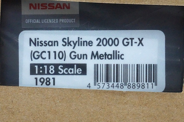1:18 ignition model IG1981 Nissan Skyline 2000 GT-X (GC110) Gun Metalic