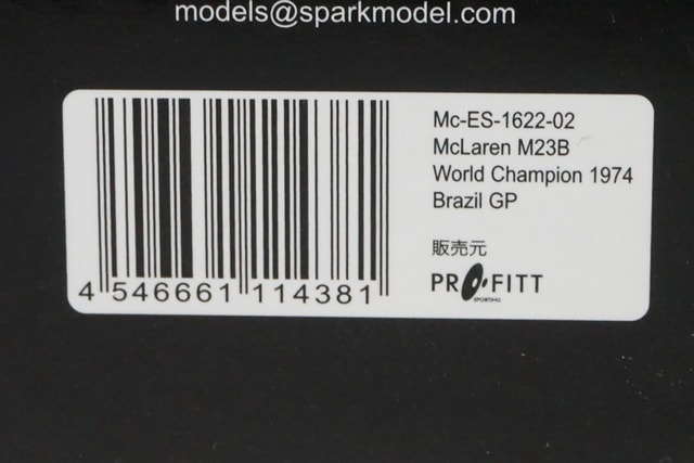 1:43 SPARK Mc-ES-1622-02 McLaren Ford M23B World Champion 1974 #5 E.Fittipaldi model car