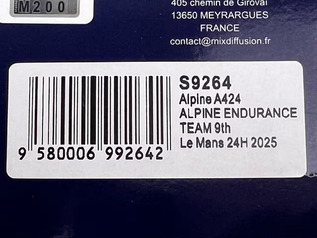 1:43 Spark S9264 Alpine A424 ALPINE ENDURANCE TEAM 9th Le Mans 24H 2025 #35 P. Chatin - F. Habsburg - C. Milesi