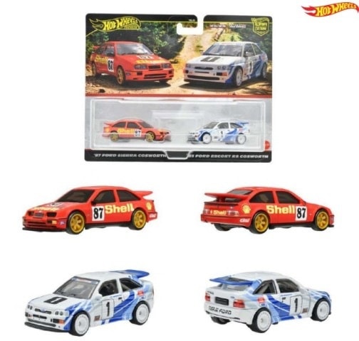 HRR73-9866 Hot Wheels Ford Premium 2-Pack '93 Escort RS Cosworth '87 Sierra Cosworth model car