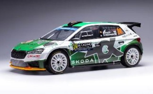 18RMC155B ixo 1:18 Skoda Fabia Rally2 2023 Monte Carlo Rally #24 N.Gryazin / K.Aleksandrov