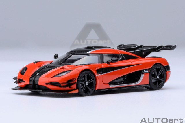 koenigsegg with one gear 20044 AUTOart 1:64 Koenigsegg One:1 Orange / Carbon Black / Silver – Boost Gear