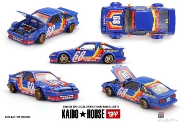 KHMG196 TSM MINI-GT 1:64 Toyota AE86 Sprinter Trueno Kaido Racing V1 (Right-hand drive)