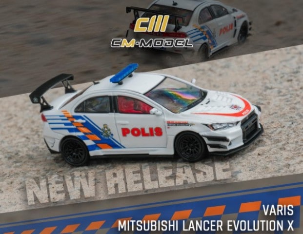 CM64-EVOX-15 CM-MODEL 1:64 Mitsubishi Lancer Evo X Malaysian Police Car model car