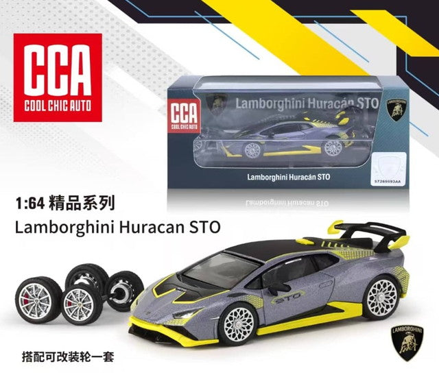 CJ1001-02 CCA Model 1:64 Lamborghini Huracan STO Silver Grey Color model car