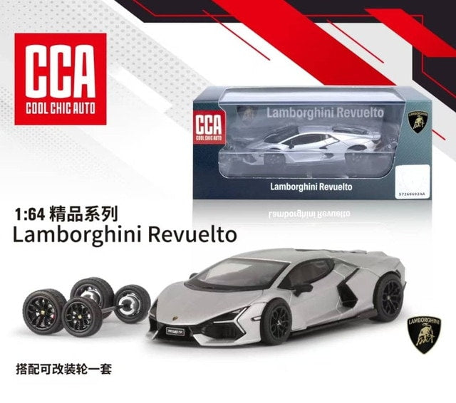 CJ1002-02 CCA Model 1:64 Lamborghini Revuelto LB744 Silver Color model car
