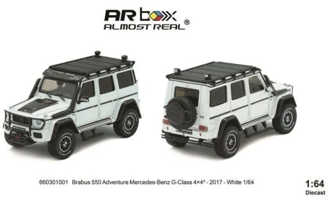 660301001 AR Box Almost Real Model 1:64 Brabus 550 Adventure Mercedes-Benz G-Class 2017 White
