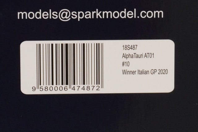1:18 SPARK 18S487 AlphaTauri AT01 #10 Scuderia AlphaTauri F1 Team Winner Italian GP 2020 Pierre Gasly
