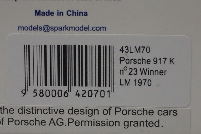 1:43 SPARK 43LM70 Porsche 917 K Le Mans Winner 1970 #23 model car