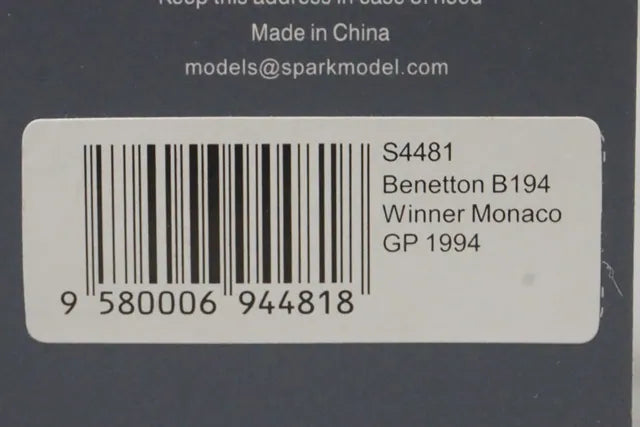 1:43 Spark S4481 Benetton B194 Monaco GP 1994 #5 M. Schumacher model car