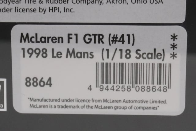 1:18 HPI 8864 McLaren F1 GTR Le Mans 1998 #41 model car