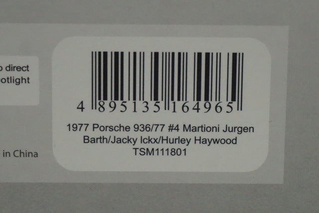 1:18 TSM Model TSM111801 Porsche 936/77 Le Mans 24H Winner #4 Martini J. Ickx / H. Heywood / J. Barth