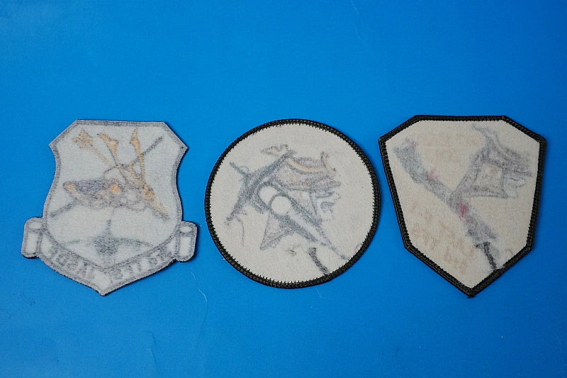 Patch JASDF 3rd Squadron F-1 Final Year 1977-2001 TAC MEET Senkyou 2000 Kabuto Musha and others 3 types 3 pieces set without hook and loop