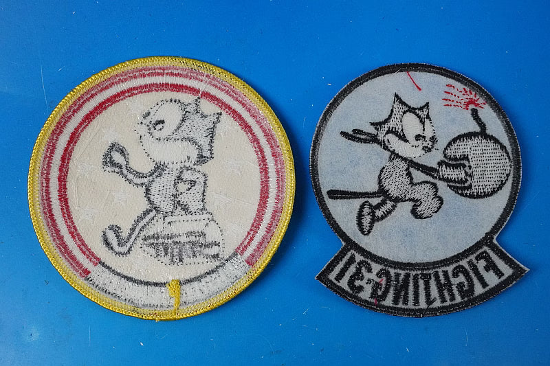 Patch USN United States Navy 31st Fighter Attack Squadron Tomcatters Felix 2-Piece Set (No Velcro)