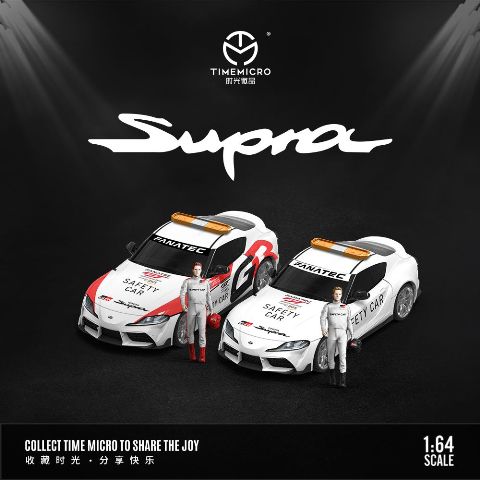TM647412-1 TM Time Micro 1:64 Toyota Supra Safety Car Supra A90 Racing Car White with Figure