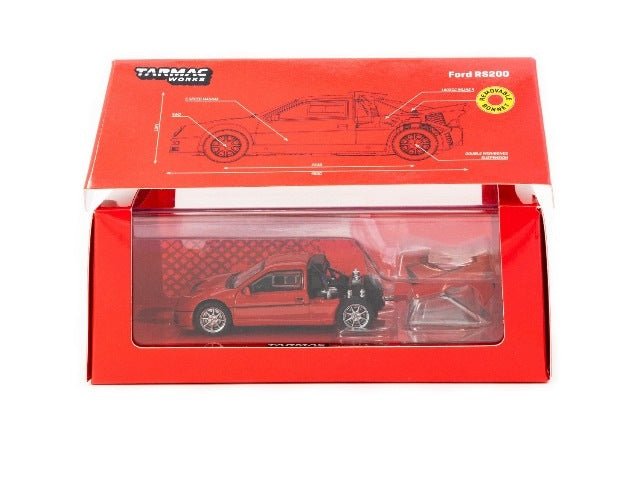 T64PR-001-RE Tarmac Works 1:64 Ford RS200 Red model car