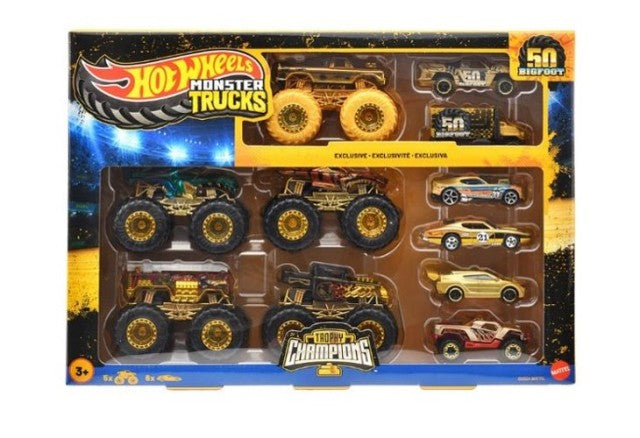 JDW07-9866 Hot Wheels Monster Truck Bigfoot Trophy Champion Collection Set model car