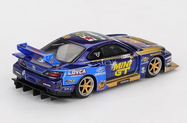 MGT01185-R TSM MINI-GT 1:64 Scale Nissan Silvia (S15) LB-Super Silhouette #555 2025 Formula Drift Halloween Special (Right-Hand Drive)