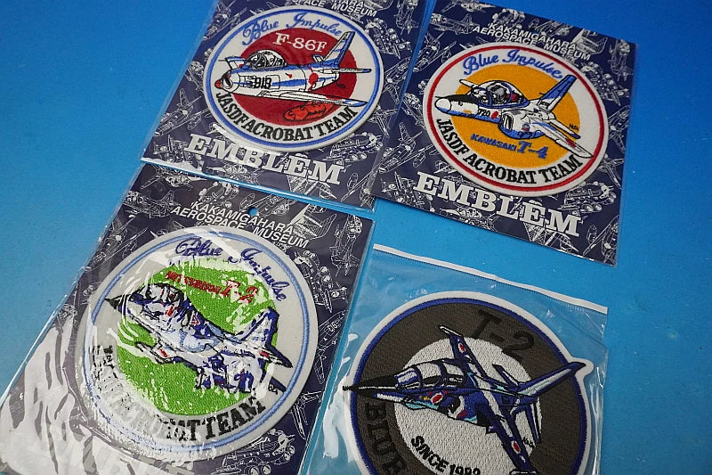 Patch JASDF F-86F Mitsubishi T-2 Kawasaki T-4 Blue Impulse Aerobatic Team 4-piece set 4 designs without hook and loop